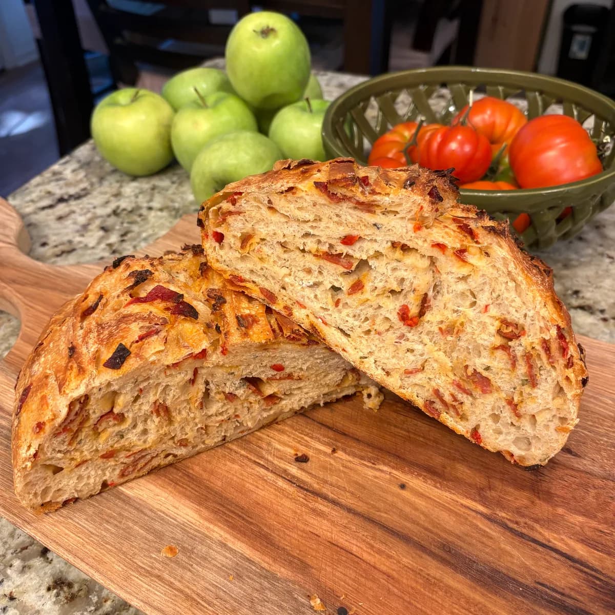 Roasted Red Pepper and Pepperoni Boule